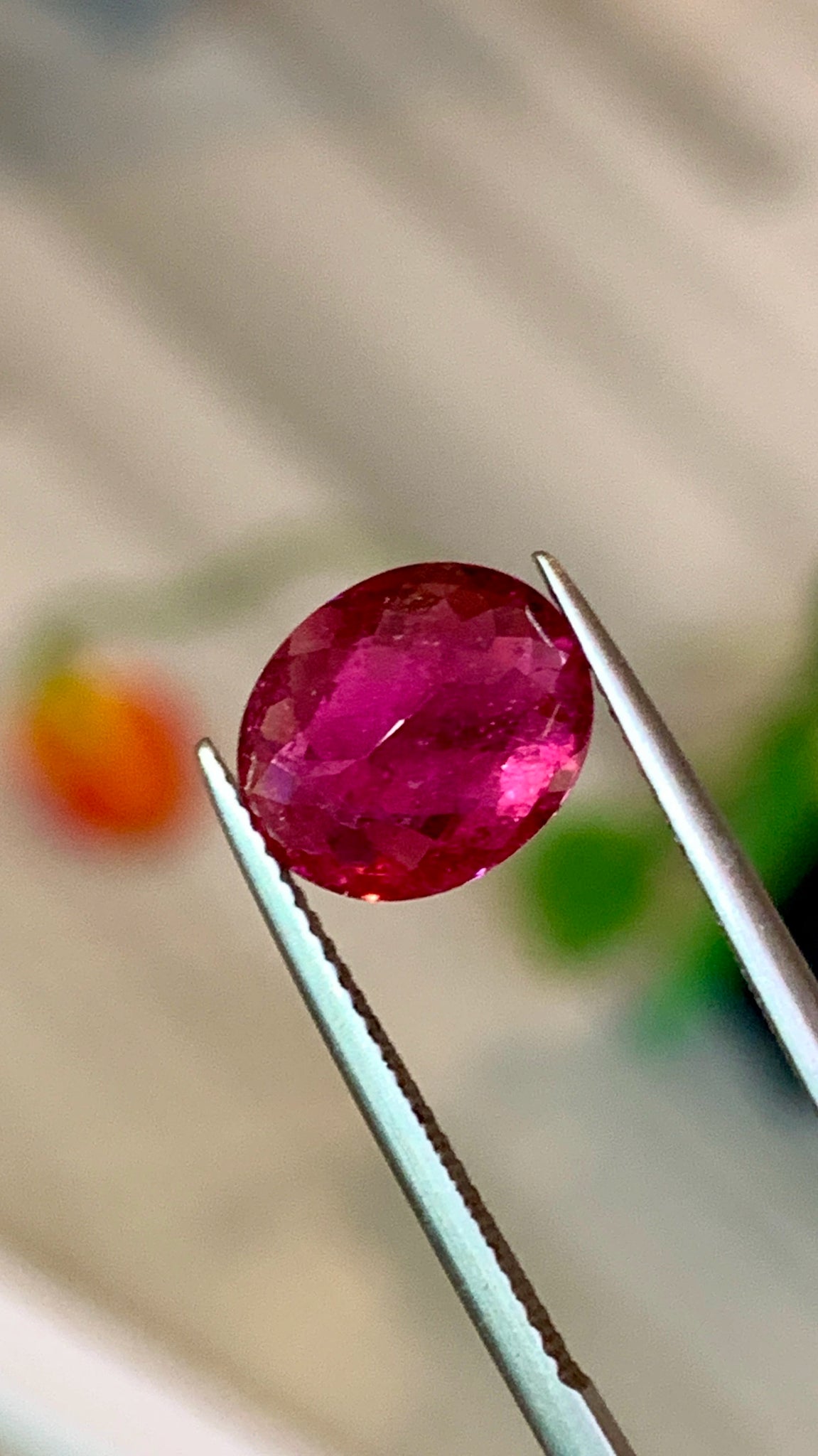 3.81 Cts Brazil Top Quality Checkerboard Cut Bright Pinkish Red Rubellite