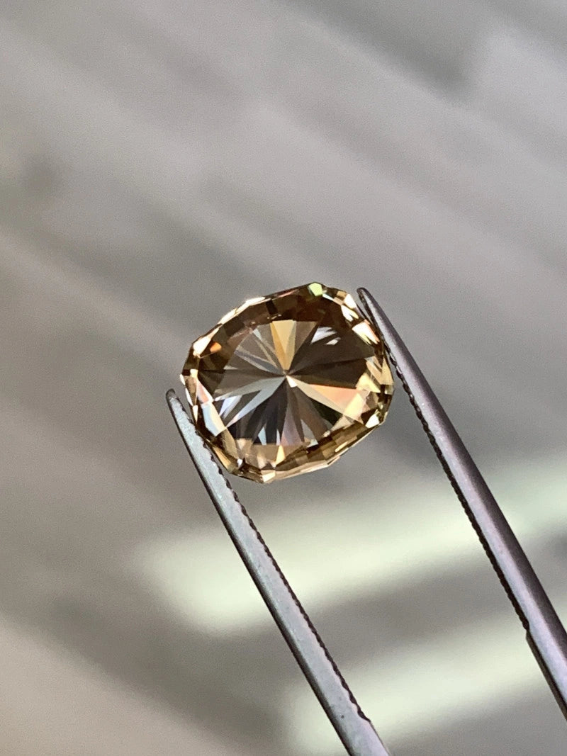 7.49 Cts Precision Cut AAA Grade Natural Deep Champagne Lustrous Zircon